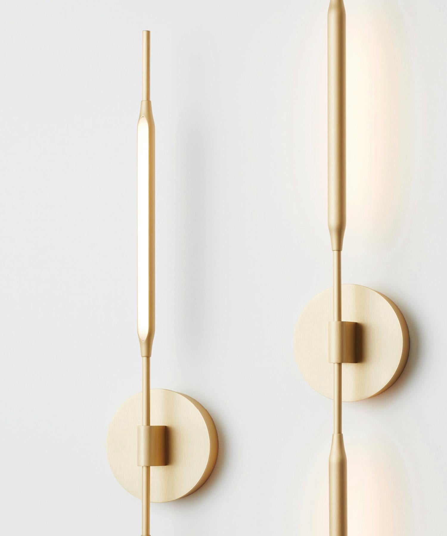 Reed Wall Light in Satin Gold Finish, UL Listed For Sale 6