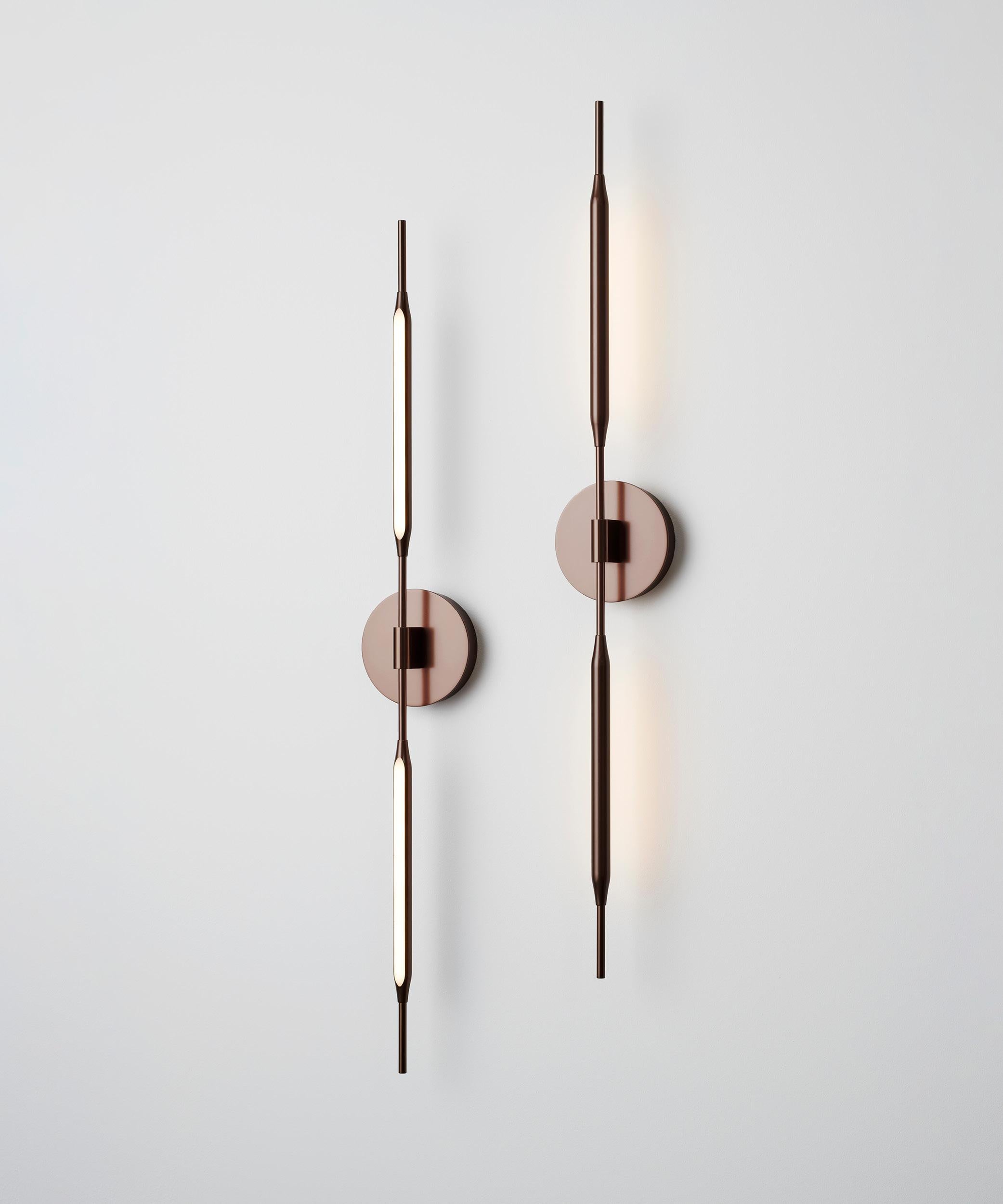 Modern Reed Wall Light in Satin Gold Finish, UL Listed For Sale