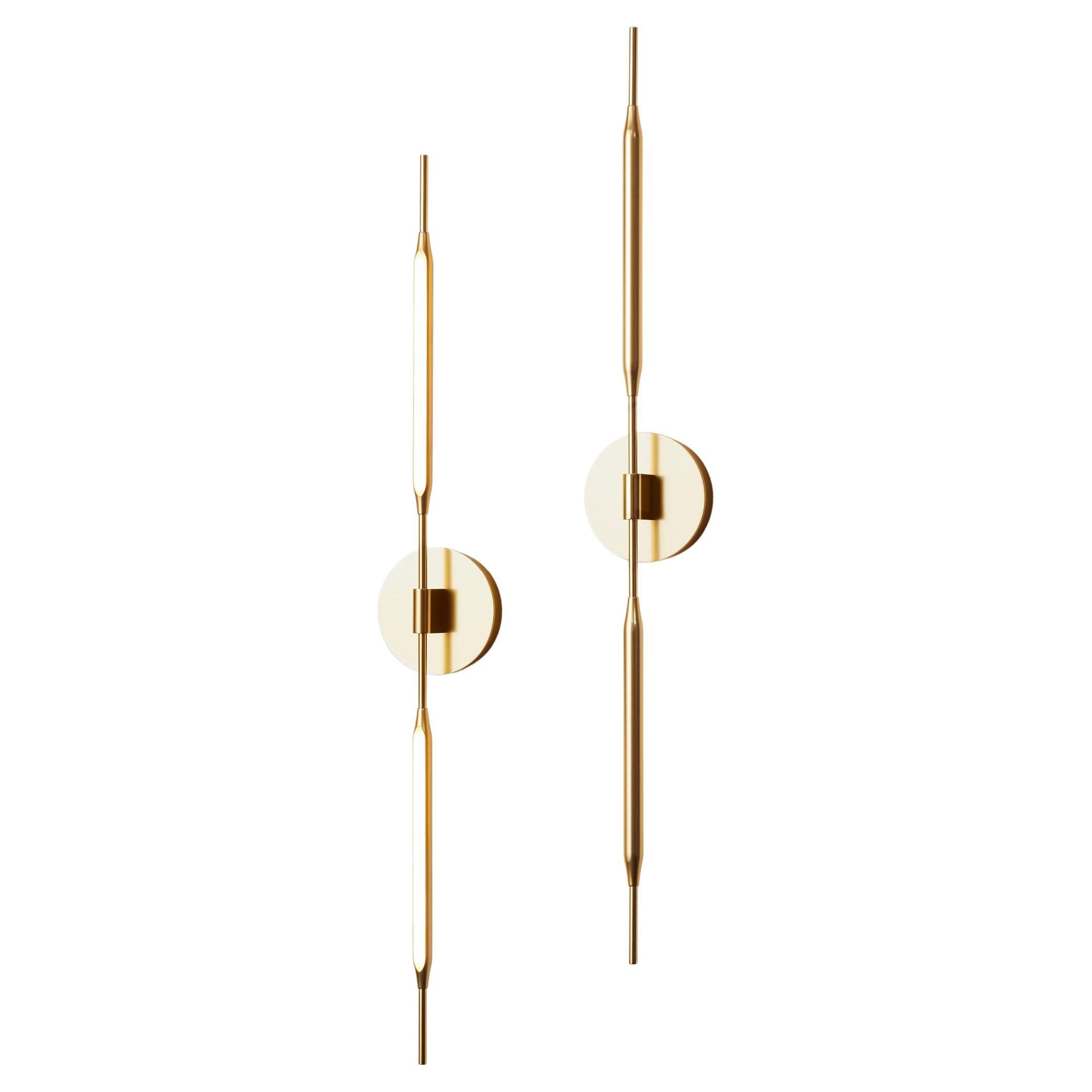Reed Wall Light in Satin Gold Finish, UL Listed For Sale