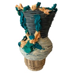 Reed Woven Vase No. 10, with Paint and Modeling Paste