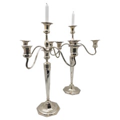 Antique Reed&Barton Pair of Sterling Silver 1907 5-Light Hepplewhite Candelabra Art Deco