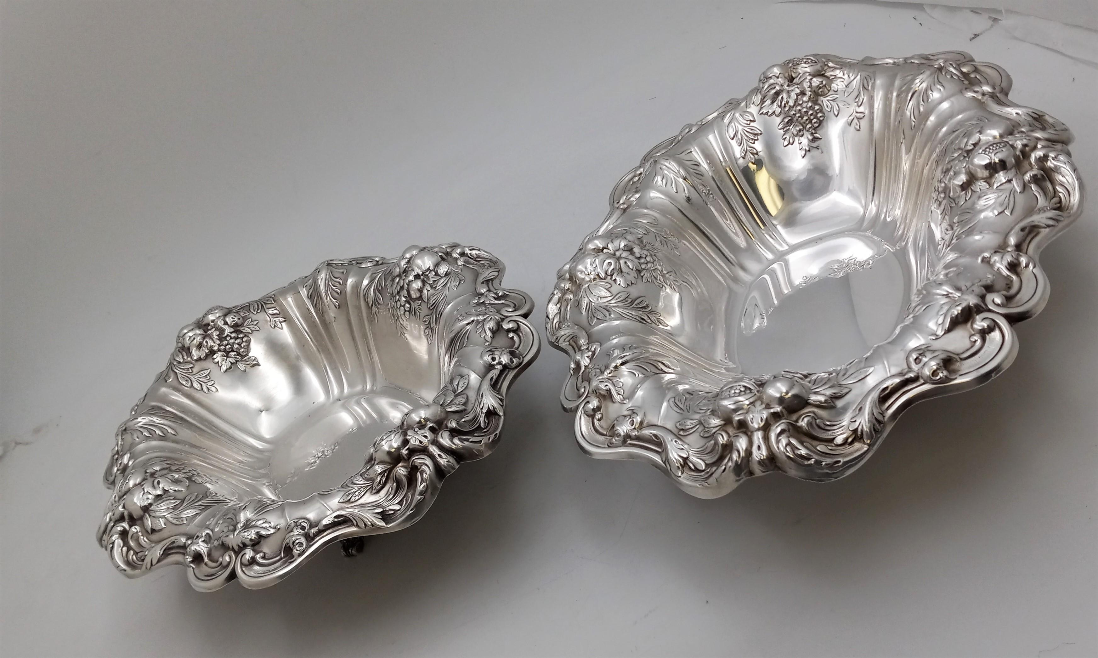 Reed&Barton Pair Sterling Silver Francis I Bowls/ Dishes Art Nouveau Style X566F 1