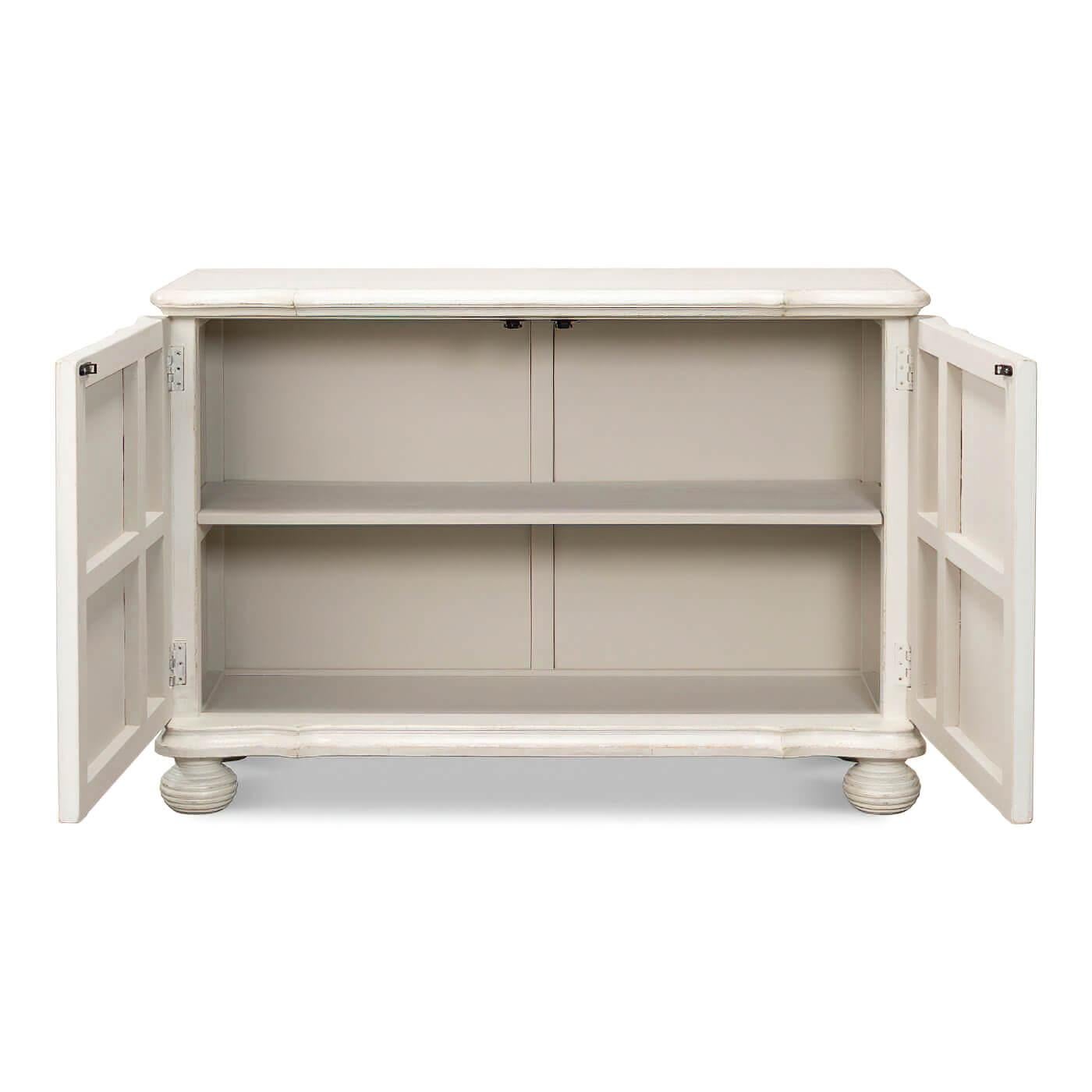 Contemporary Reeded Antique White Cabinet For Sale