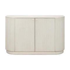 Reeded Antique White Demilune Cabinet