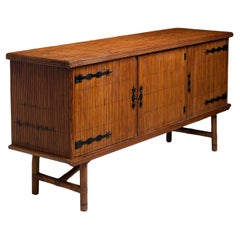 Vintage Reeded Bamboo Credenza, France circa 1960