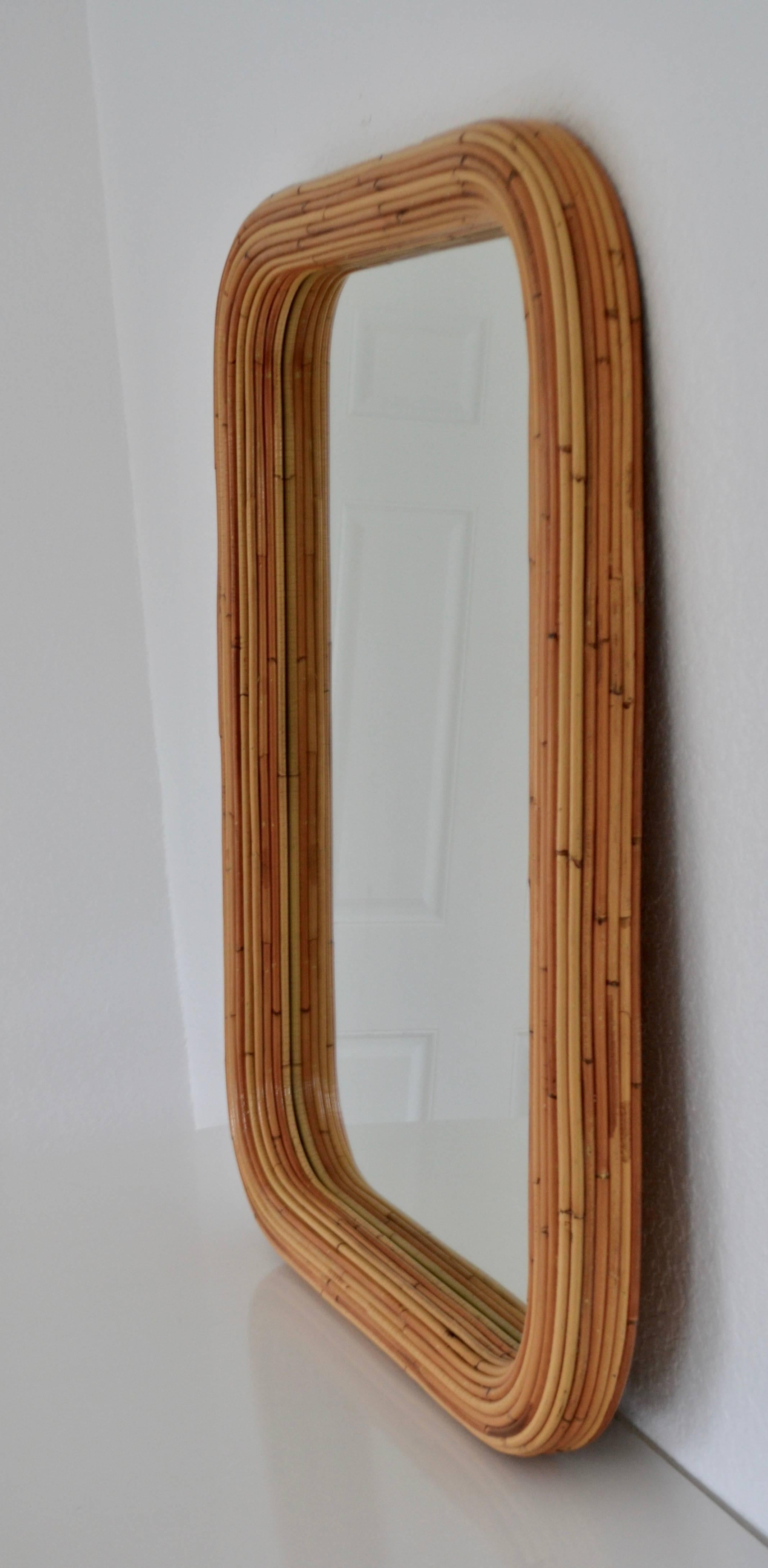 Reeded Bamboo Mirror In Excellent Condition In West Palm Beach, FL