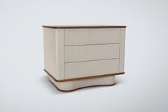 Reeded Bancroft Bedside End Table in Walnut and Satin Lacquer by Chapter & Verse