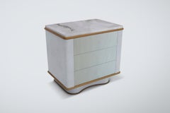 Reeded Bancroft Bedside End Table with Walnut, Marble, Brass by Chapter & Verse