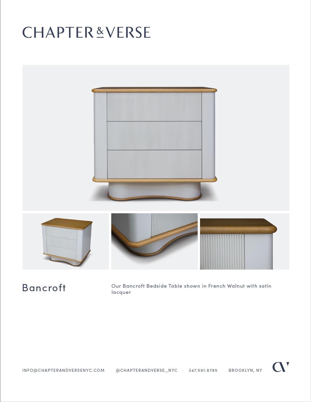 Bancroft Nachttisch aus Schilf mit Nussbaum, Marmor und Messing von Chapter & Verse (21. Jahrhundert und zeitgenössisch) im Angebot