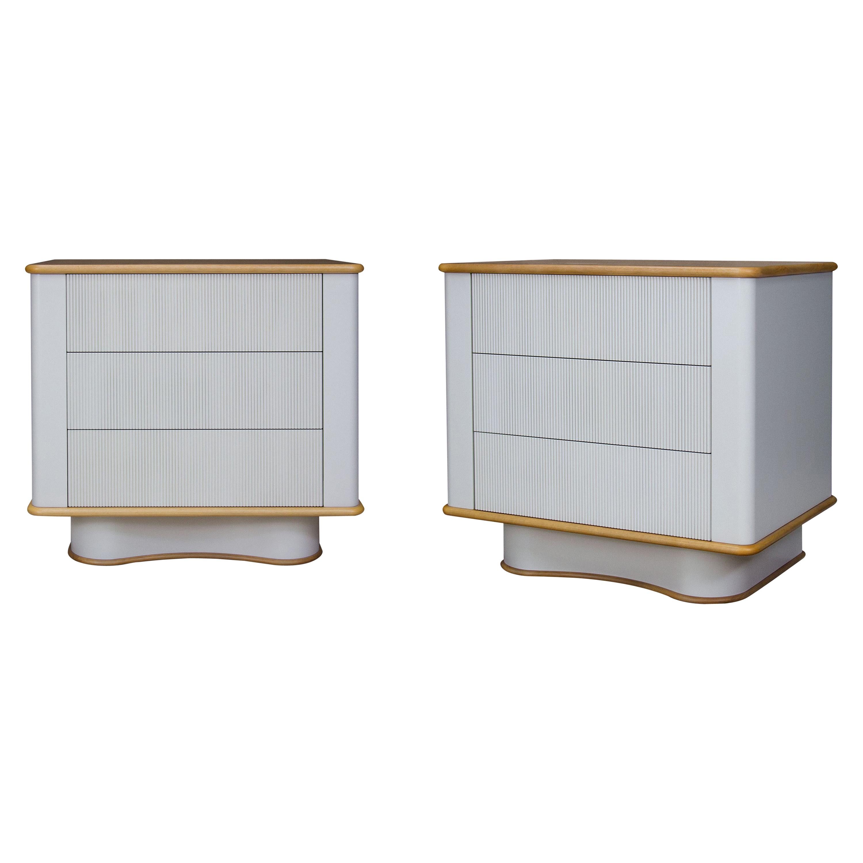 Reeded Bancroft Walnut Bedside End Tables by Chapter & Verse