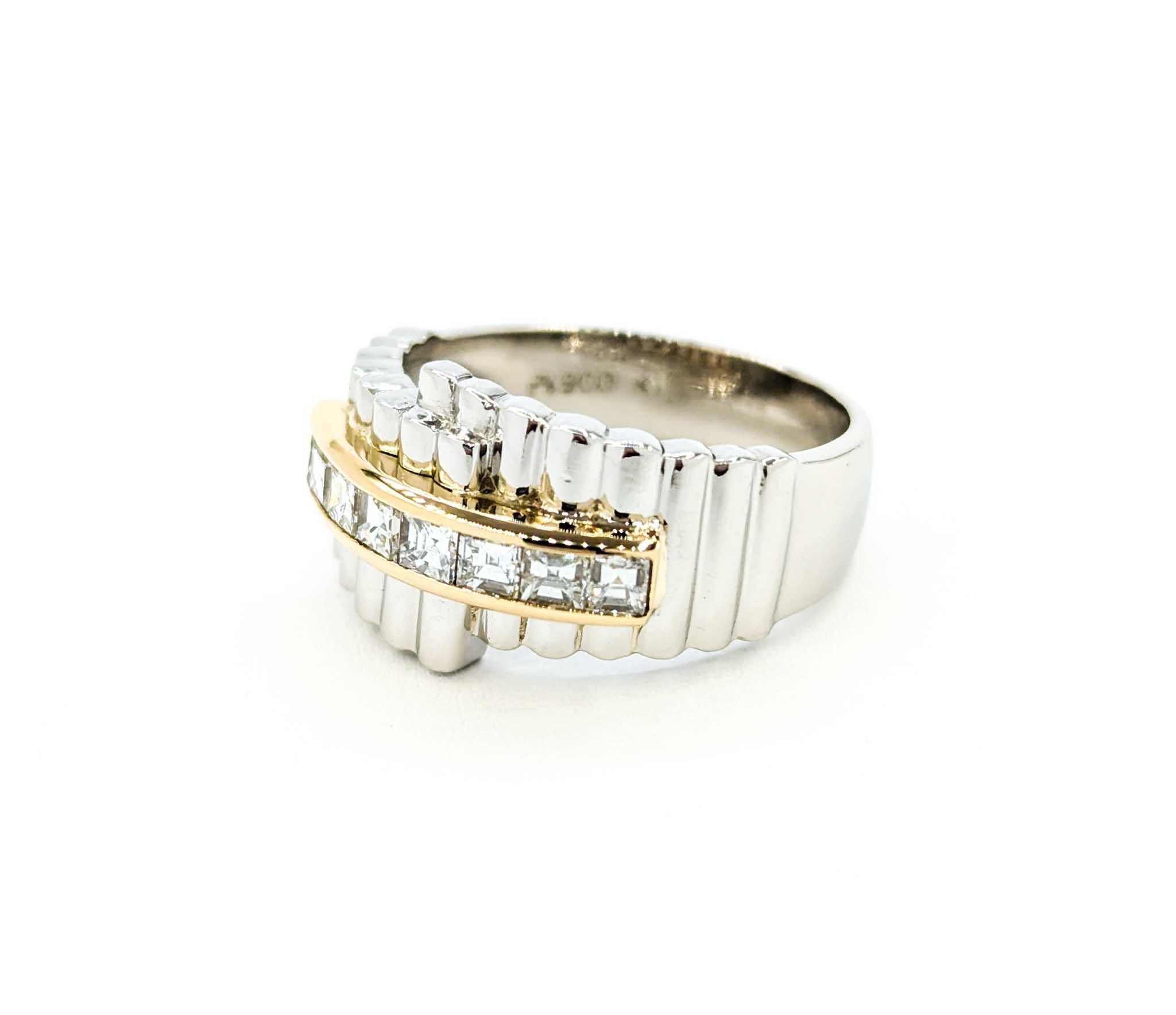 Reeded Channel Set Diamond Ring in Platinum For Sale 5