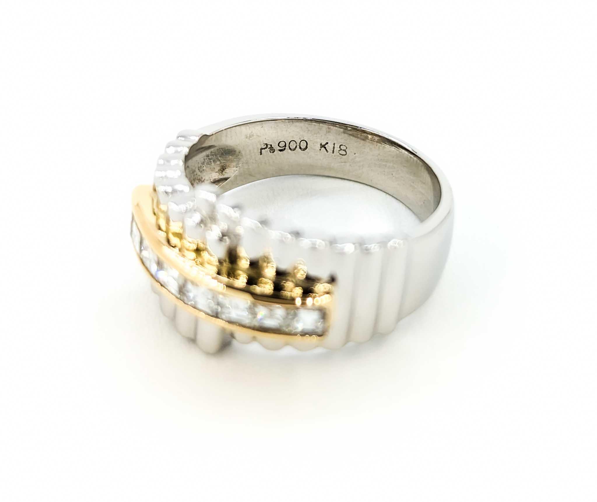Reeded Channel Set Diamond Ring in Platinum For Sale 6