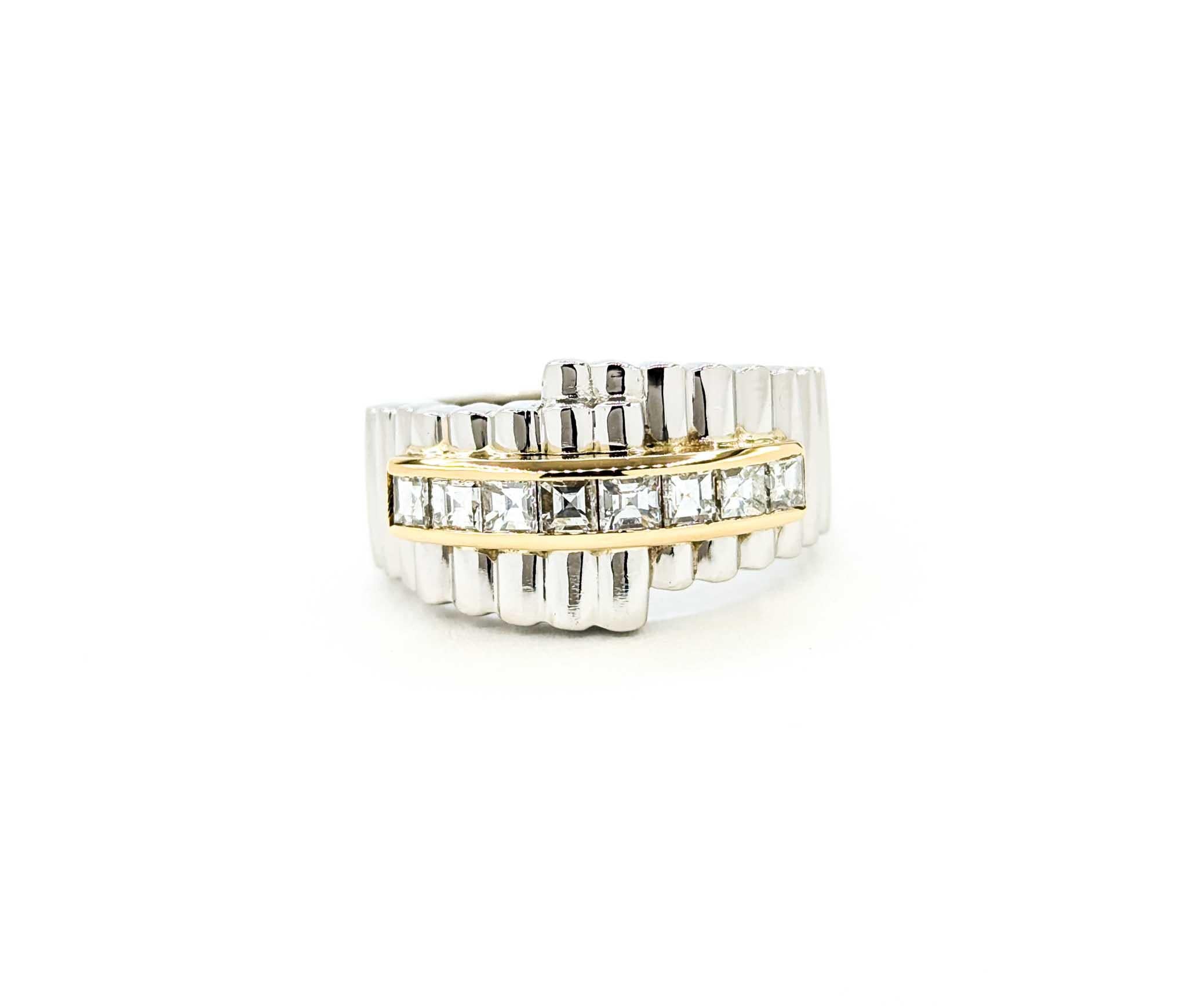 Reeded Channel Set Diamond Ring in Platinum For Sale 7