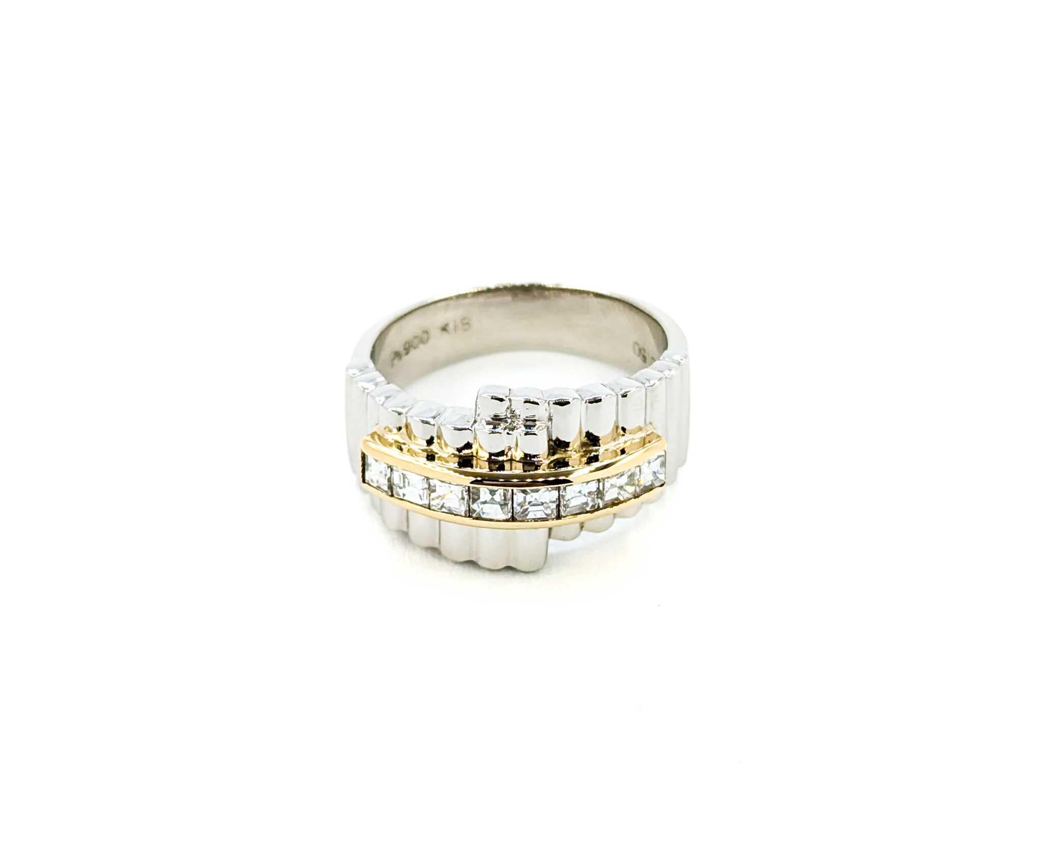 Reeded Channel Set Diamond Ring in Platinum For Sale 8