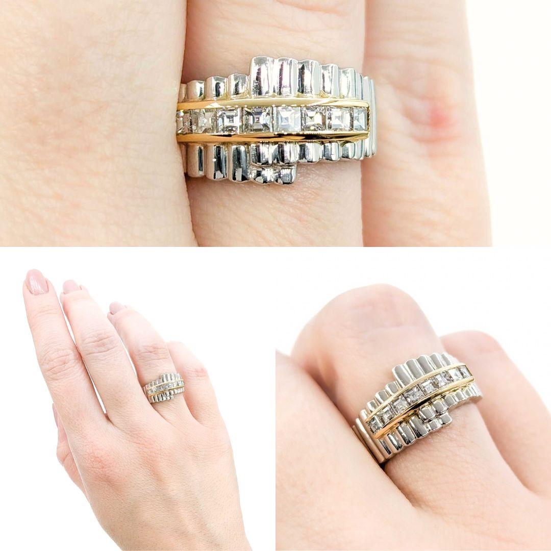 Chic Vintage Reeded Channel Set Diamond Ring in Platinum

Introducing this effortlessly chic vintage diamond ring, expertly crafted in 900pt platinum. The ring features .50ctw row of channel set princess cut diamonds, showcasing sparkling