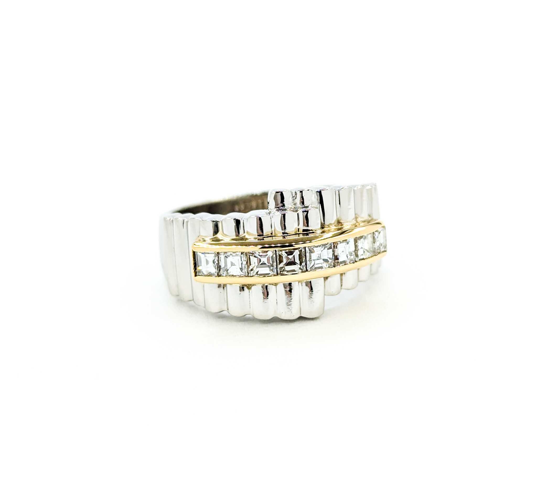 Reeded Channel Set Diamond Ring in Platinum For Sale 1