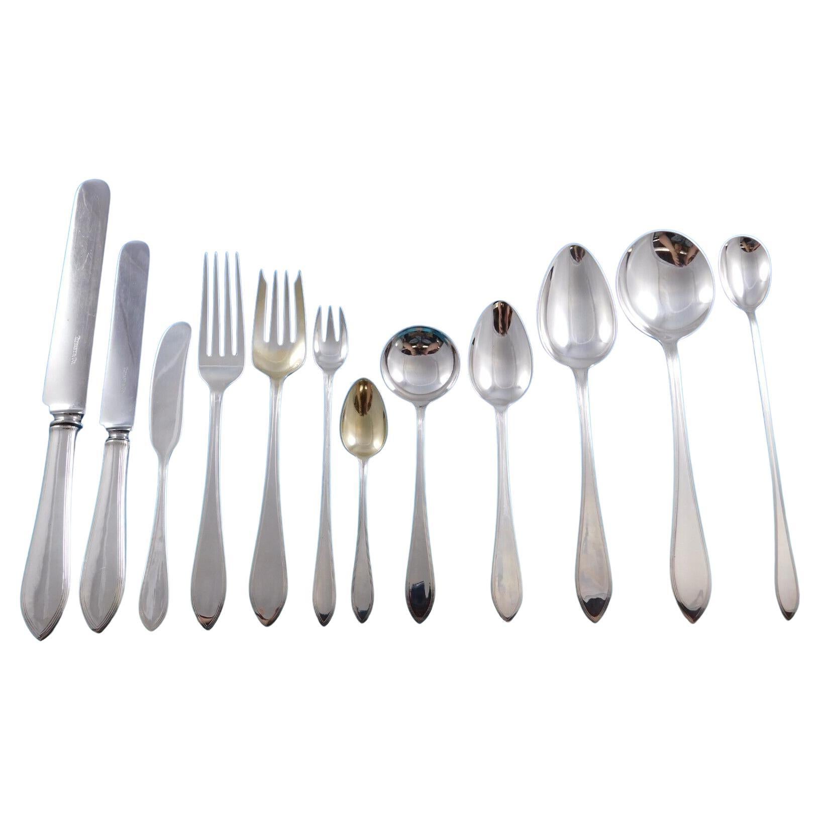 Reeded Edge by Tiffany Sterling Silver Flatware Set for 8 Service 101 pieces For Sale