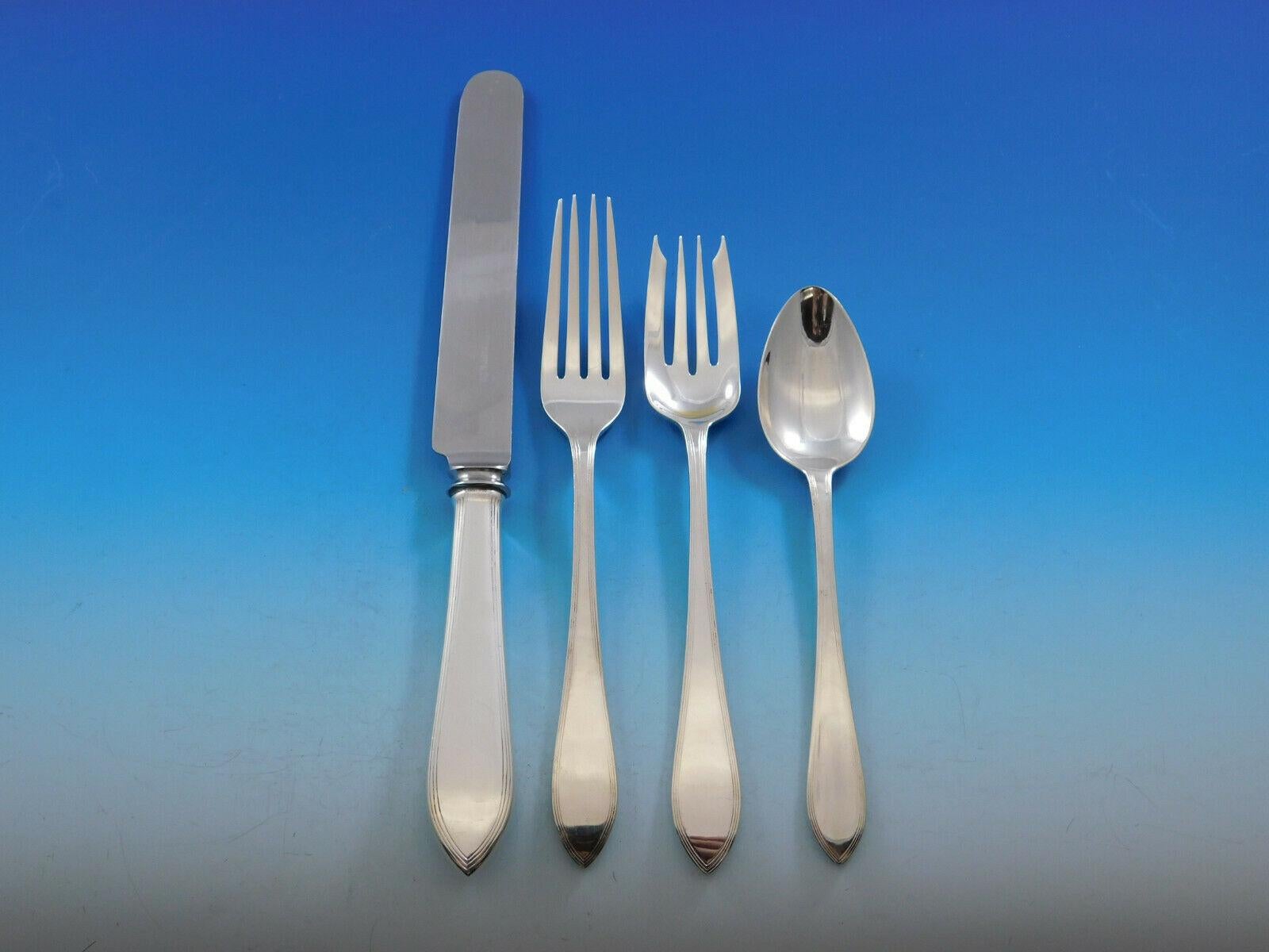 Reeded Edge by Tiffany Sterling Silver Flatware Set for 8 Service 84 Pcs Dinner In Excellent Condition For Sale In Big Bend, WI