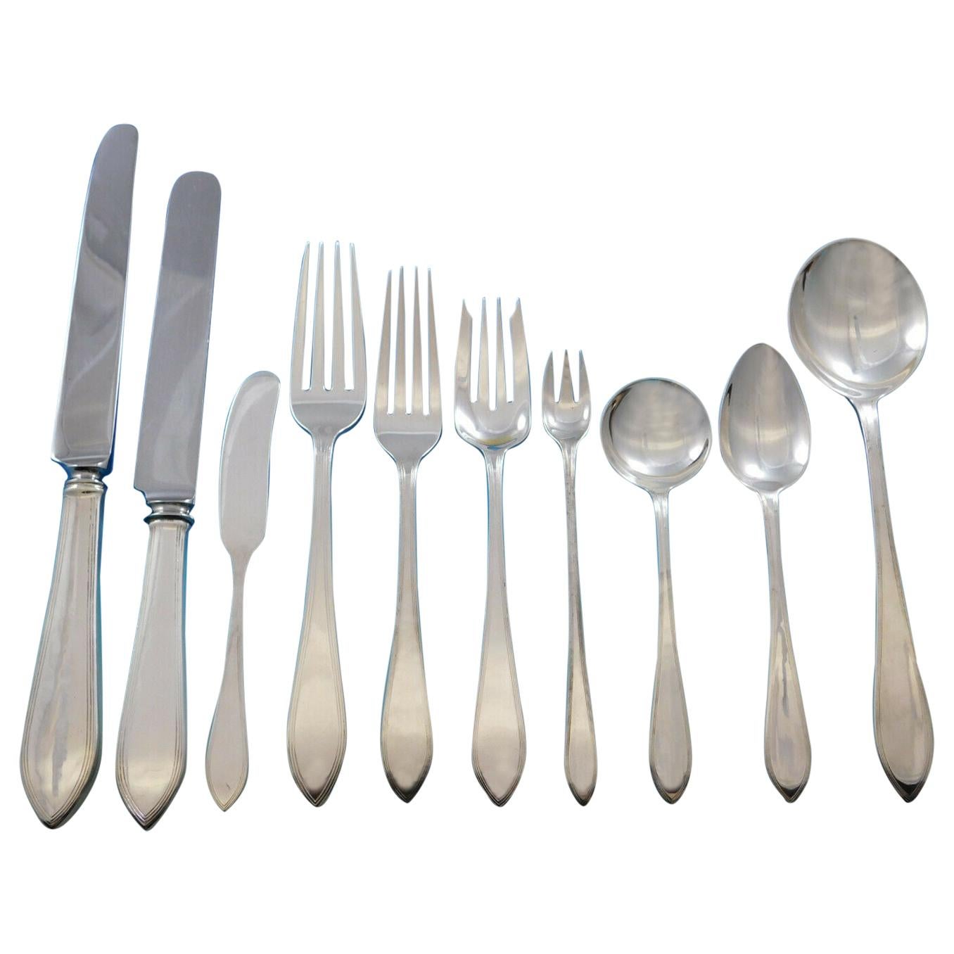 Reeded Edge by Tiffany Sterling Silver Flatware Set for 8 Service 84 Pcs Dinner For Sale