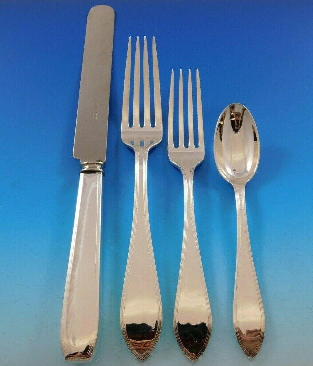 Reeded Edge by Tiffany Sterling Silver Flatware Set Service 255 Pcs Dinner Huge In Excellent Condition For Sale In Big Bend, WI