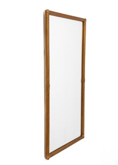 Reeded Gilt Acanthus Leaf Neoclassical Italian Carved Plaster Wood Mirror 1950s