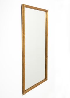 Reeded Gilt Acanthus Leaf Neoclassical Italian Carved Plaster Wood Mirror 1950s