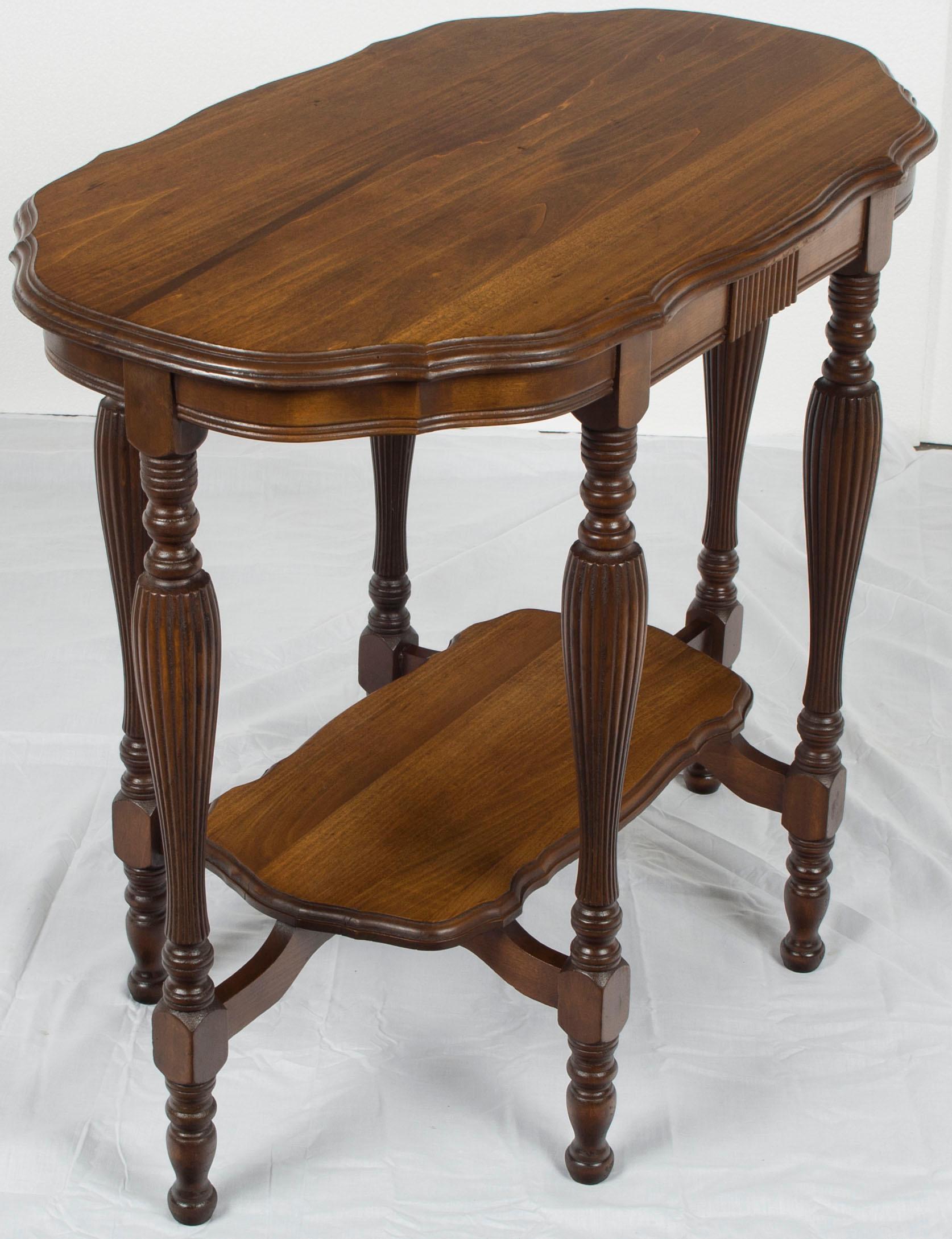 Regency Reeded Leg Shaped Top Mahogany Two-Tier Accent Side Table