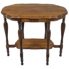 Reeded Leg Shaped Top Mahogany Two-Tier Accent Side Table