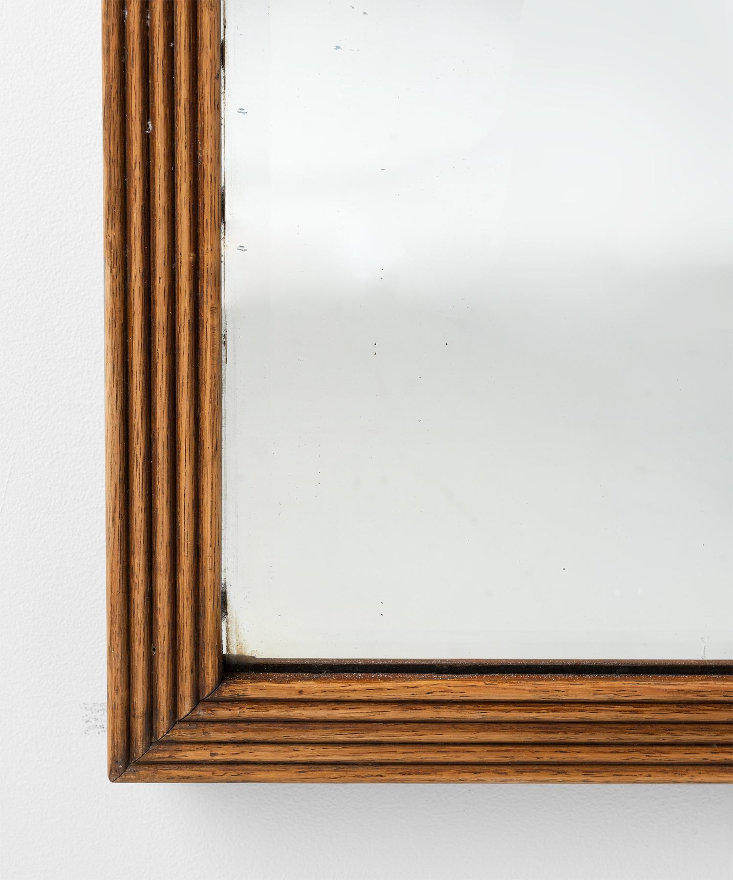 English Reeded Oak Outfitters Mirror