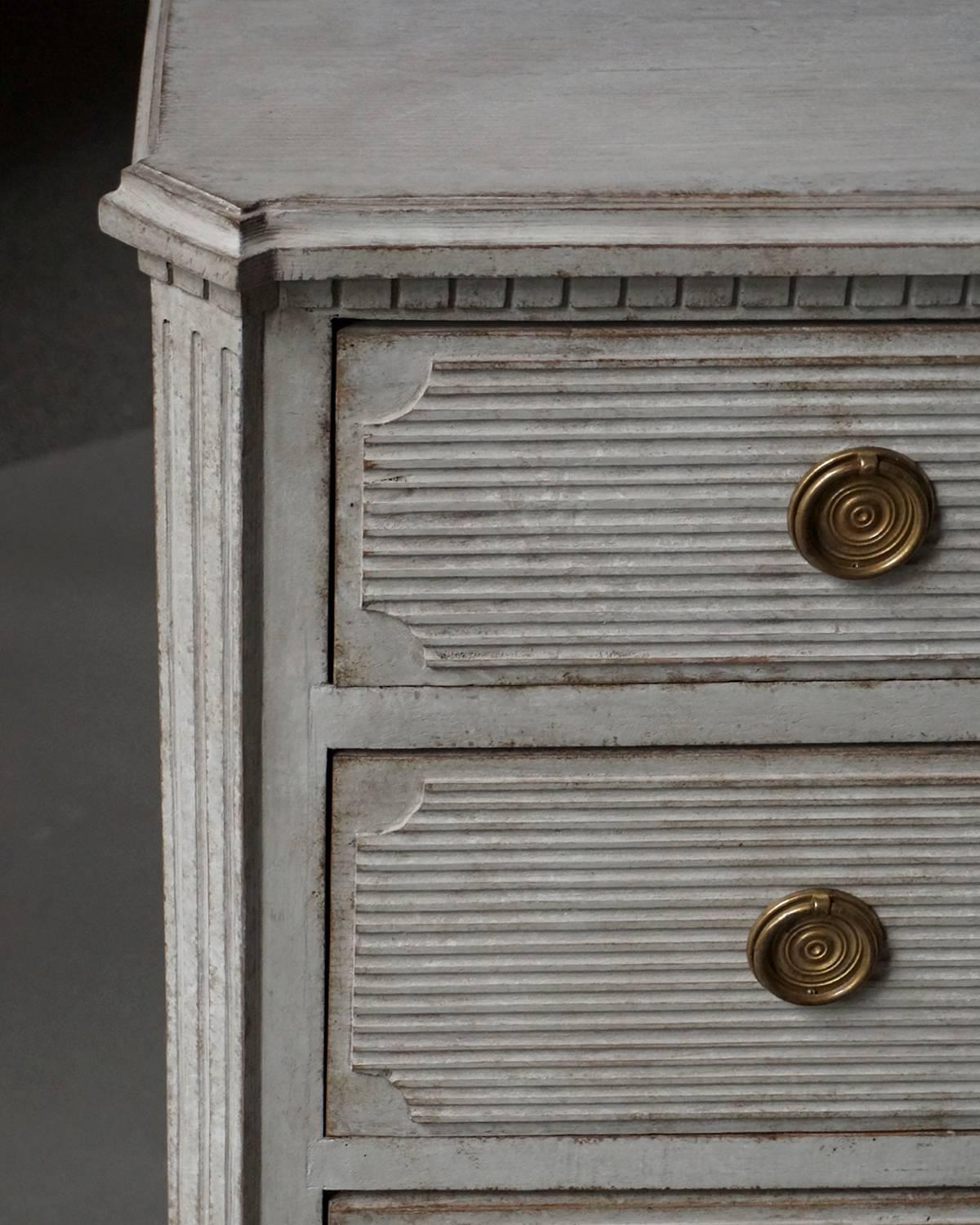 19th Century Reeded Swedish Commode in the Neoclassical Style