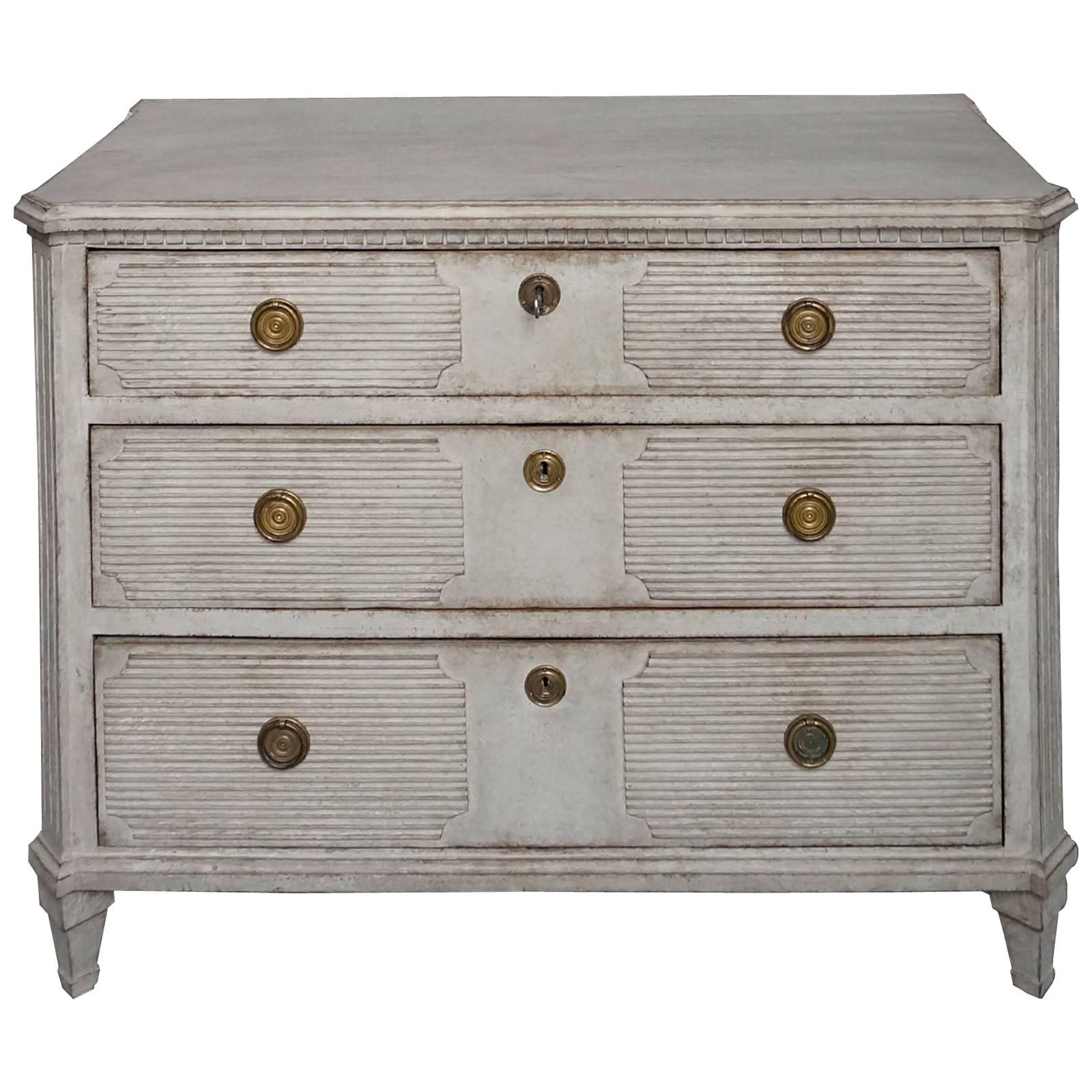Reeded Swedish Commode in the Neoclassical Style