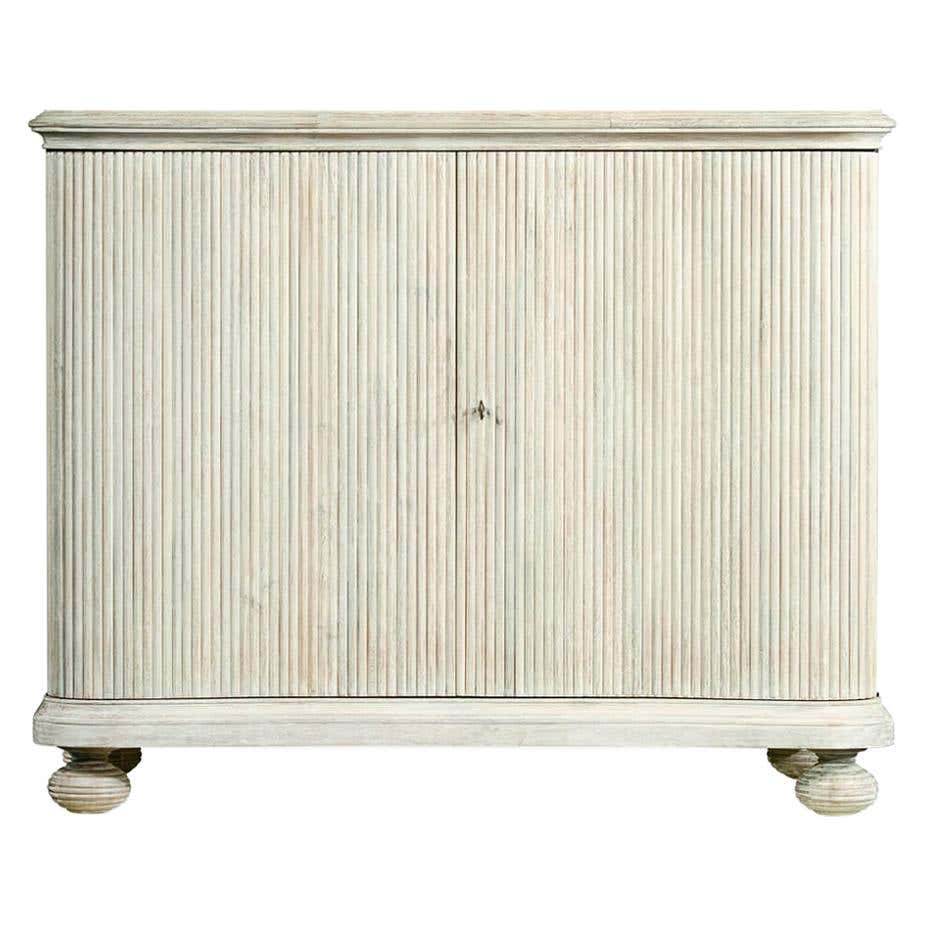 Reeded White Washed Cabinet For Sale at 1stDibs | reeded cabinet ...