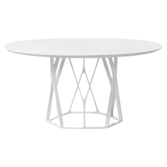 Reef Dining Table - Sz 1, Pure White Stone Top, Pearl Frame For Sale