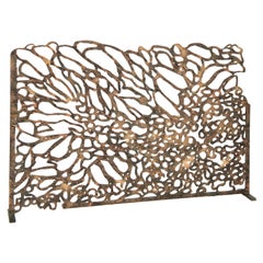 Reef Fireplace Screen in a Aged Gold Finish
