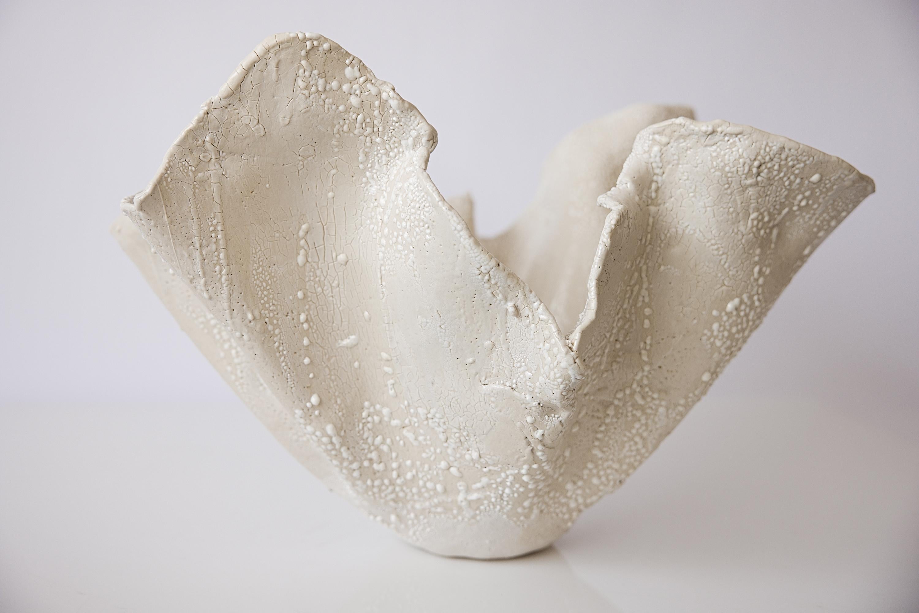 Organic Modern Reef Sculpted Bowl in Cream For Sale
