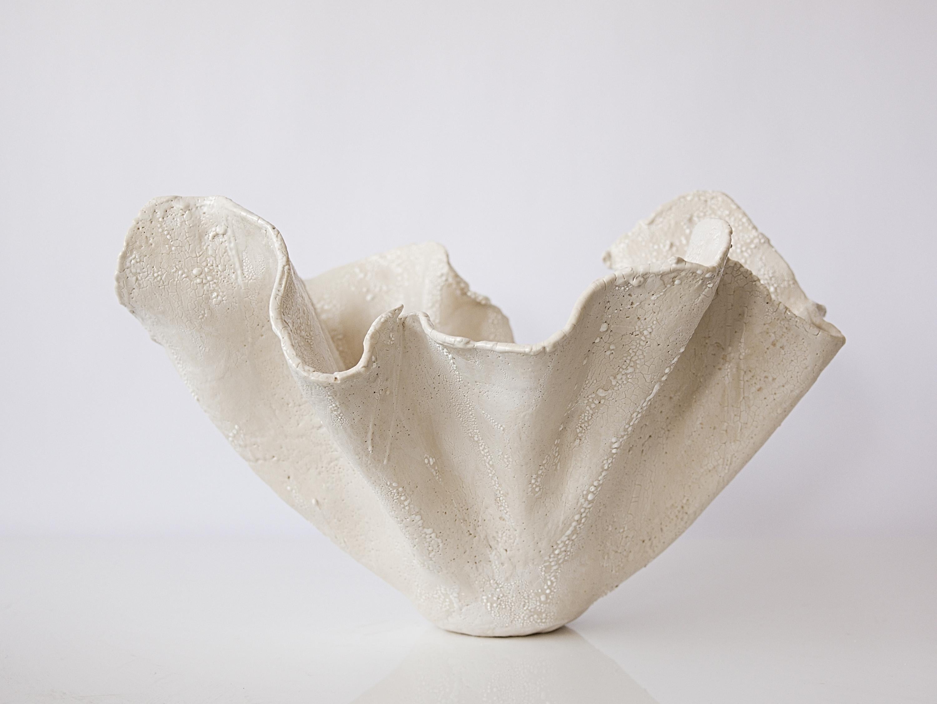 American Reef Sculpted Bowl in Cream For Sale