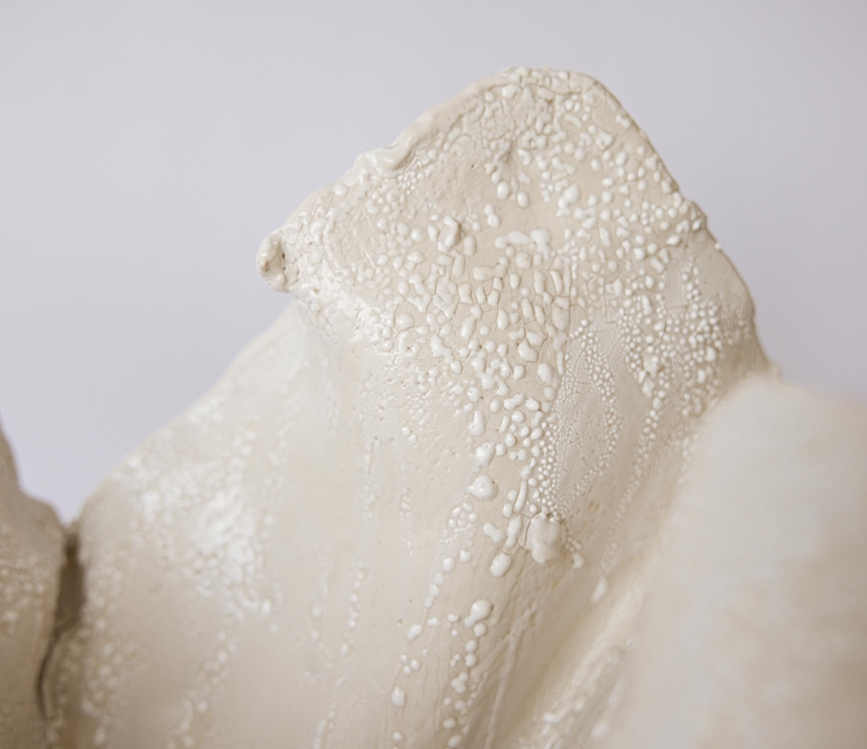 Contemporary Reef Sculpted Bowl in Cream For Sale