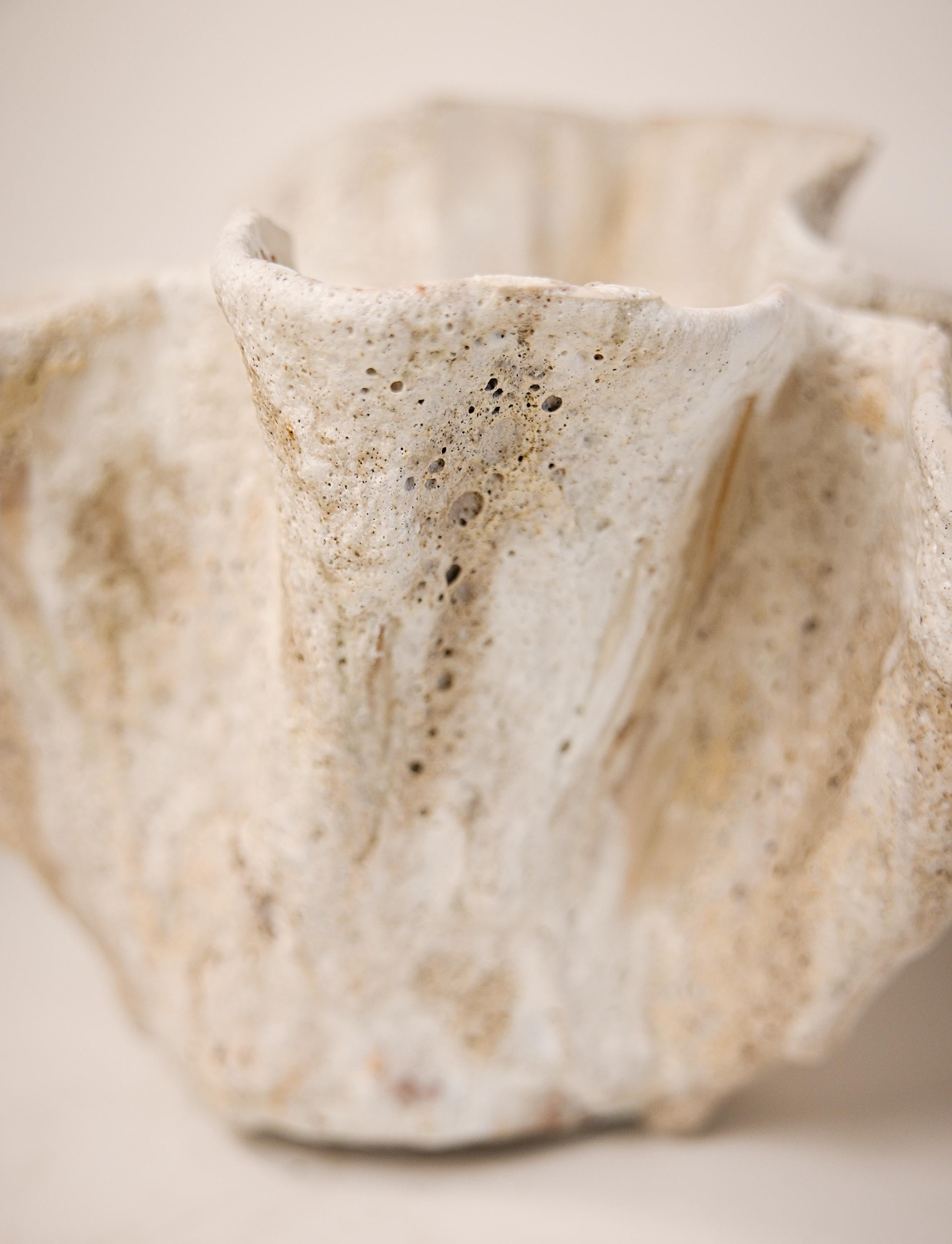 American Reef Sculpted Ceramic Bowl free style in White II For Sale