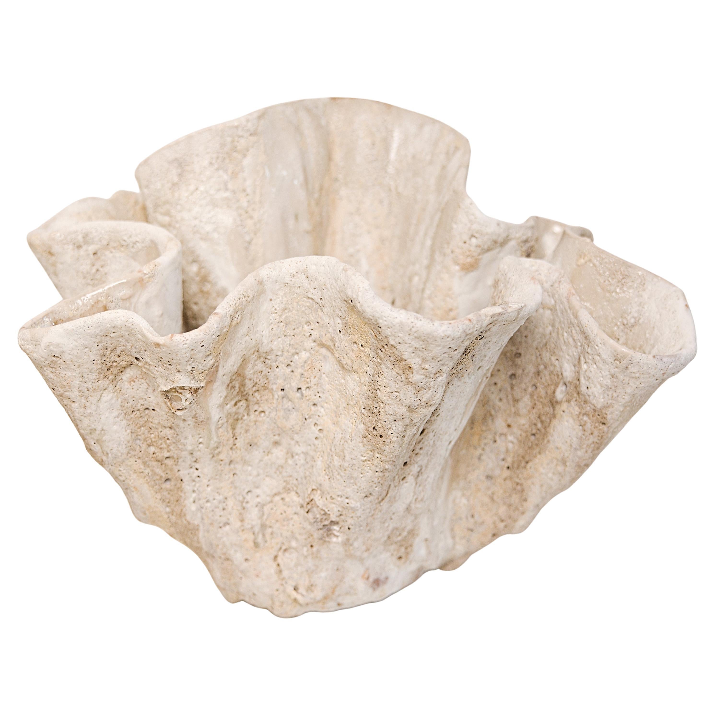 Bol en céramique sculpté en forme de renard blanc II de style libre