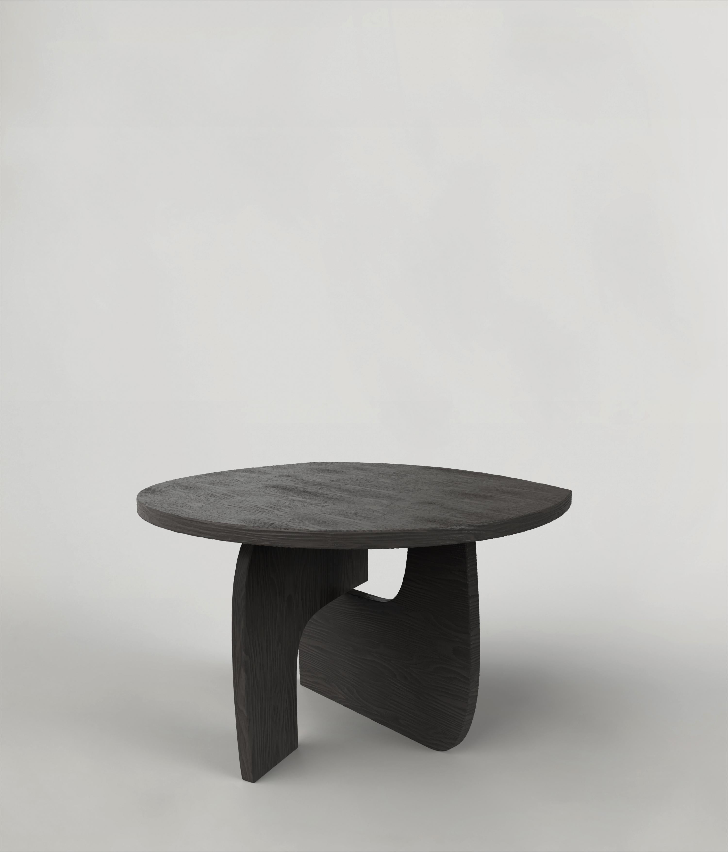 Reef V2 Table by Edizione Limitata
Limited Edition of 150 pieces. Signed and numbered.
Dimensions: D120 x W120 x H75 cm
Materials: Charred Cedar Wood

This contemporary LANGUAGE is a product of Italian craftmanship, starting from Cedar planks, the