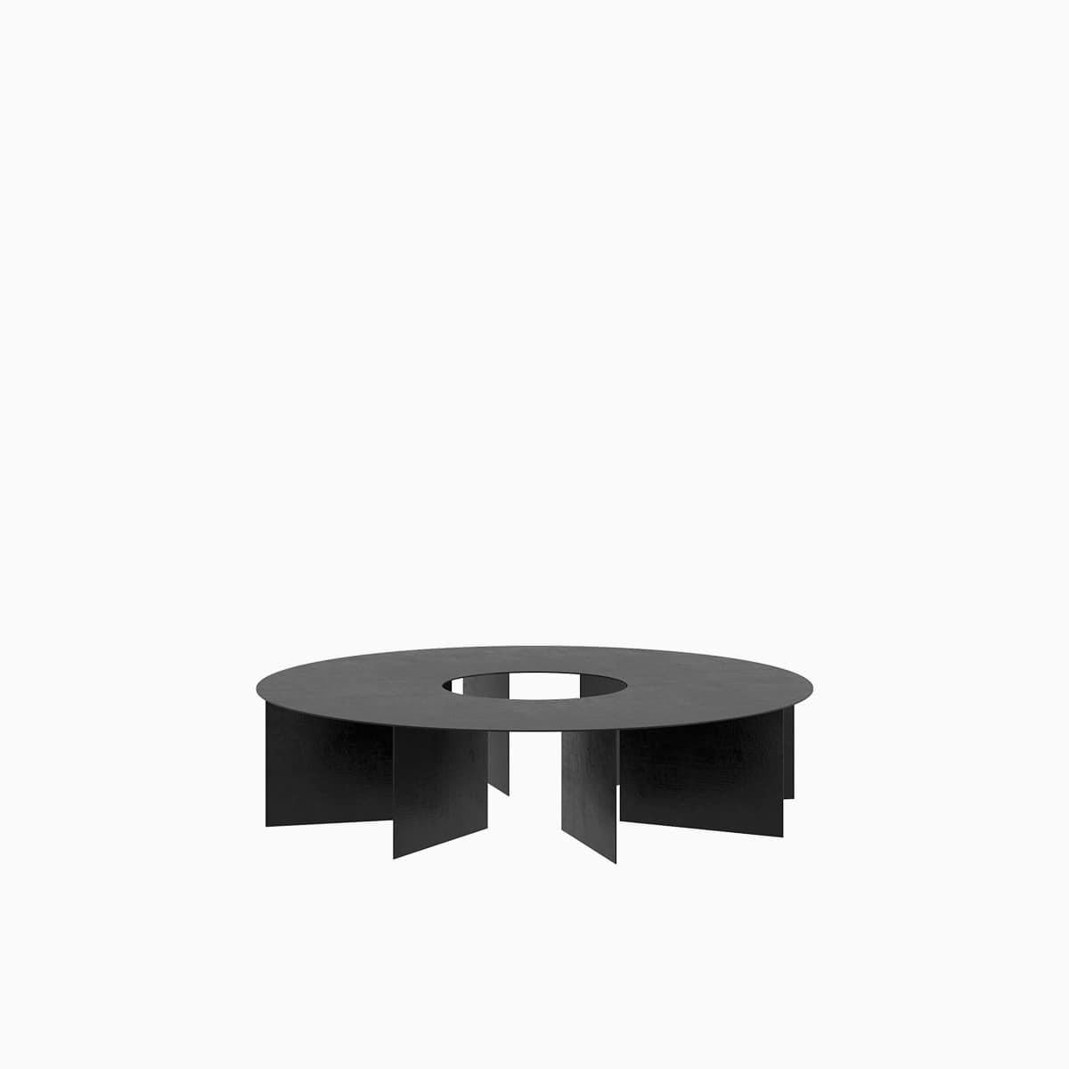 Conceptualized in 2023 by Leonardo Floresvillar, The Reel center tables explore repetition and sequence while functioning as a coffee table or as a sculpture itself, suitable for both indoor and outdoor.

