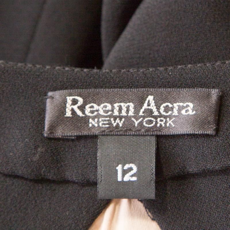 Reem Acra Black Silk Maxi Wrap Dress L 1