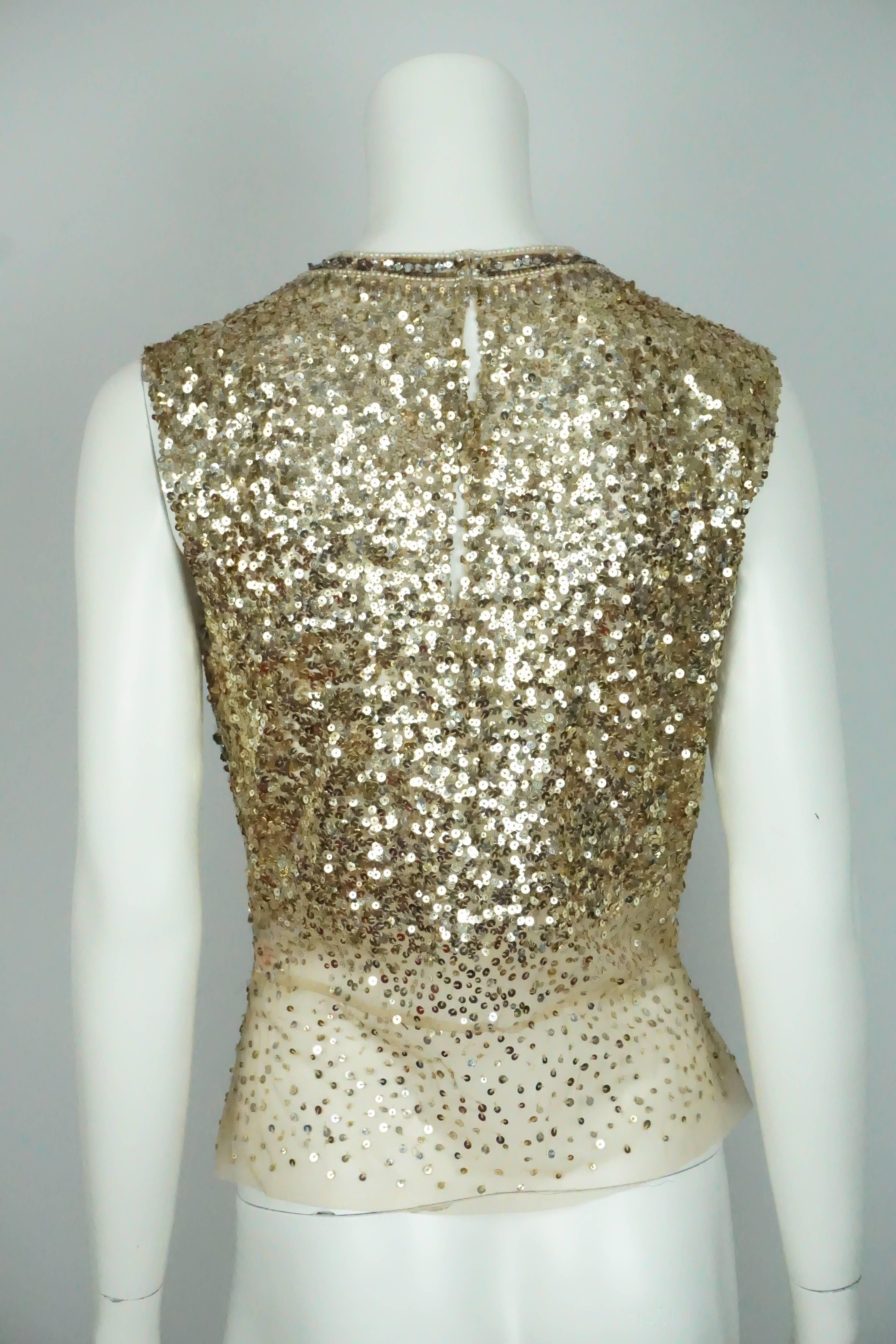 gold sequin sleeveless top