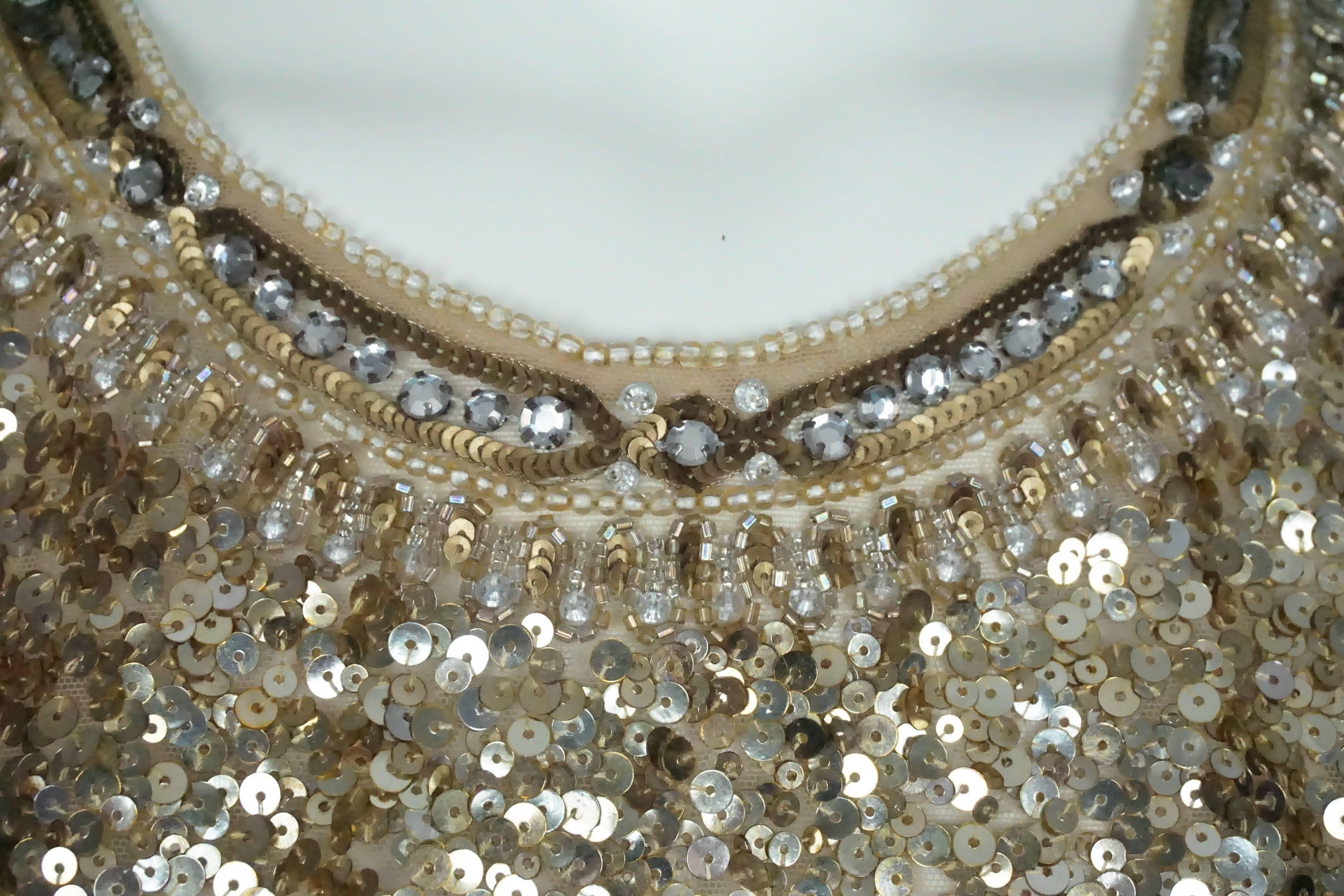 Reem Acra Gold Sequin and Beaded Sleeveless Top   In New Condition In West Palm Beach, FL