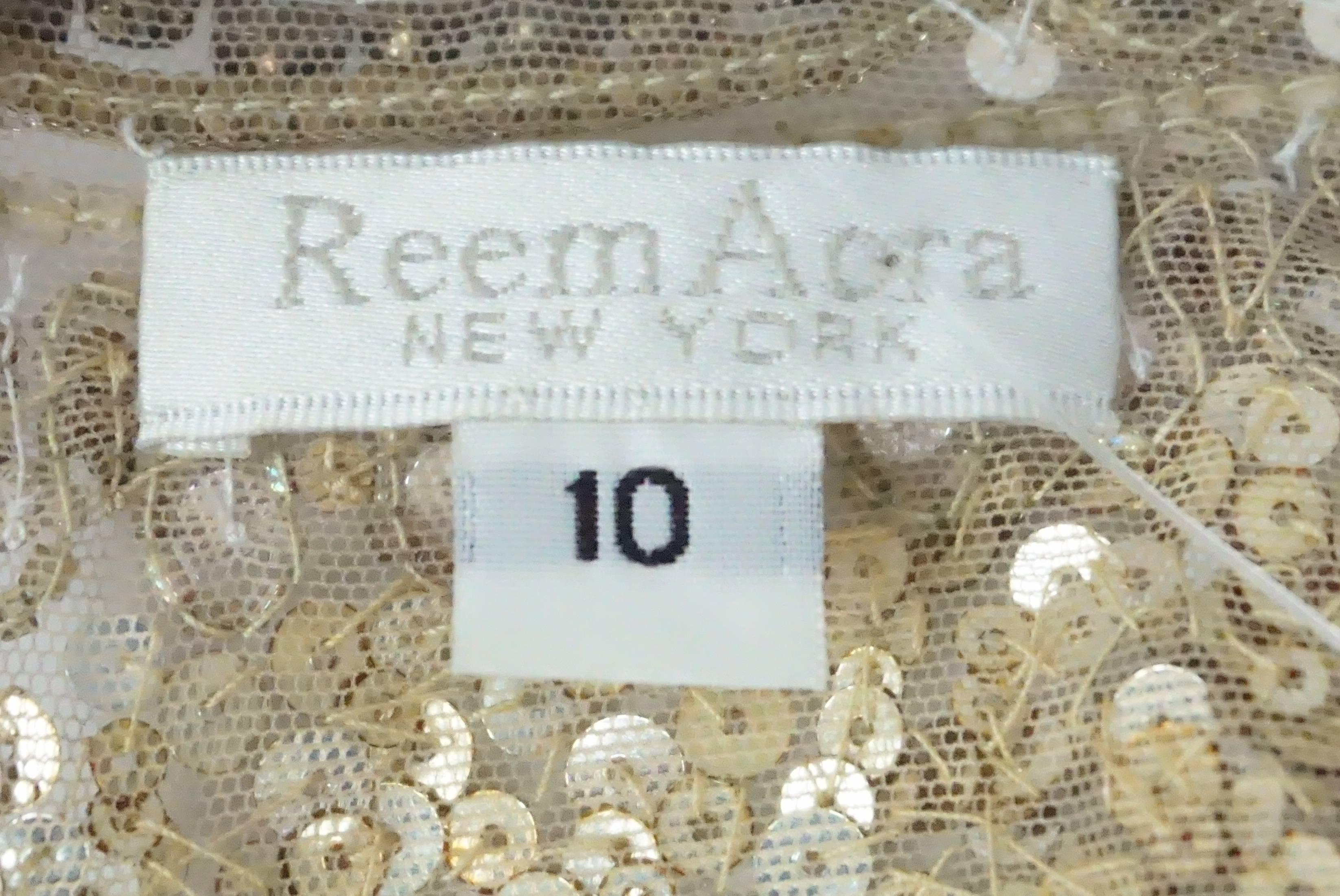 Women's Reem Acra Gold Sequin and Beaded Sleeveless Top  