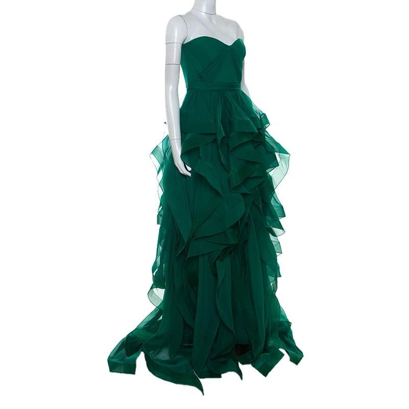 reem acra green gown