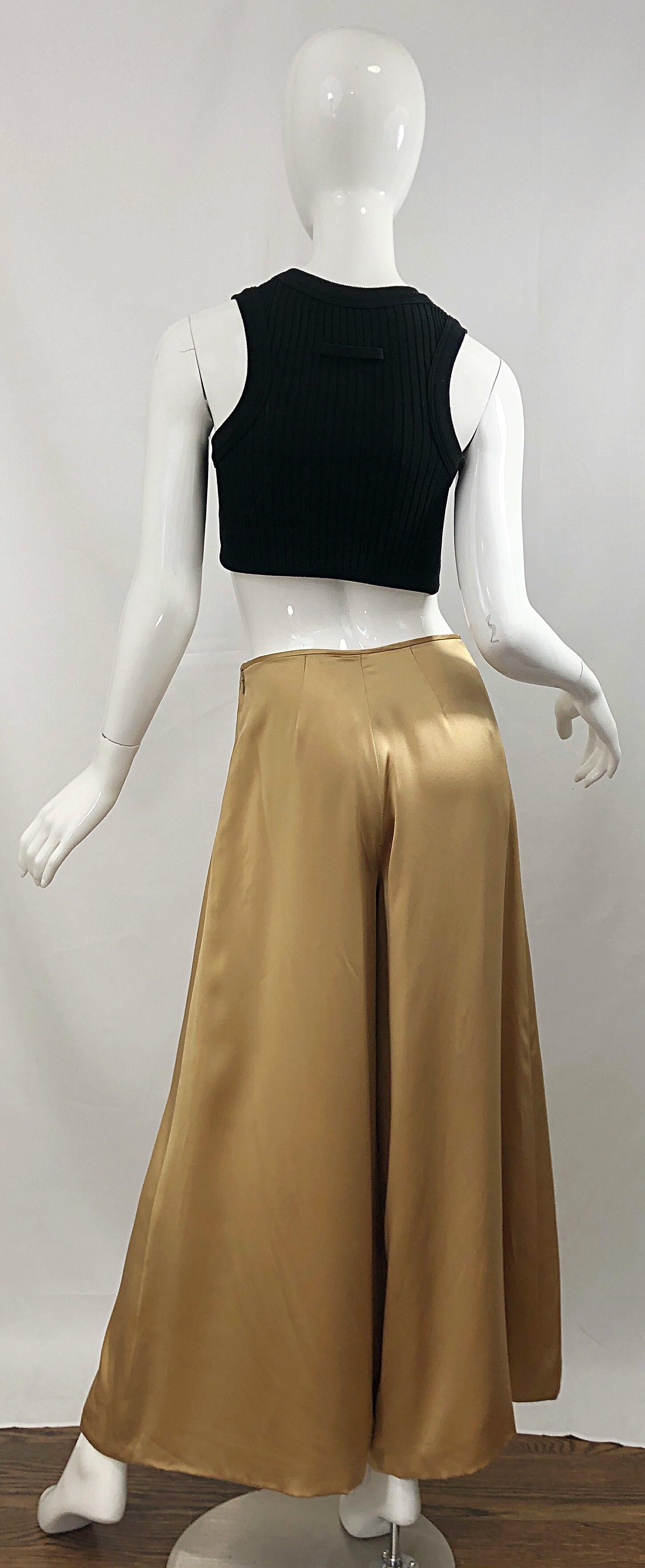 gold silk pants