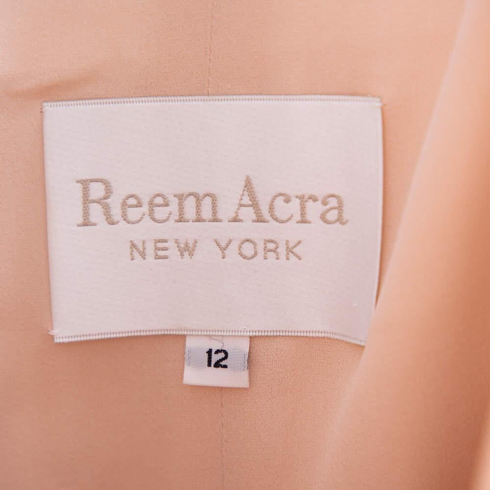 Gray Reem Acra Pink Silk Ruffled Asymmetric Hem Strapless Gown M For Sale