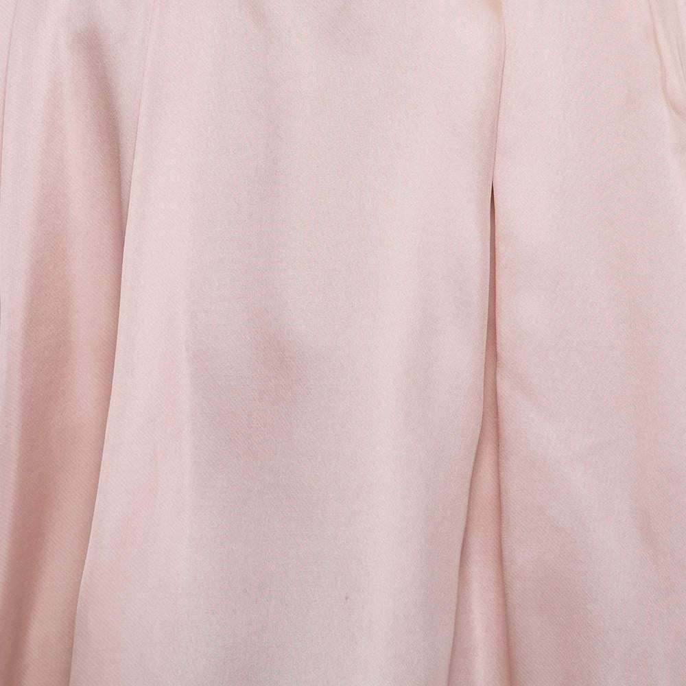 Women's Reem Acra Pink Silk Ruffled Asymmetric Hem Strapless Gown M For Sale