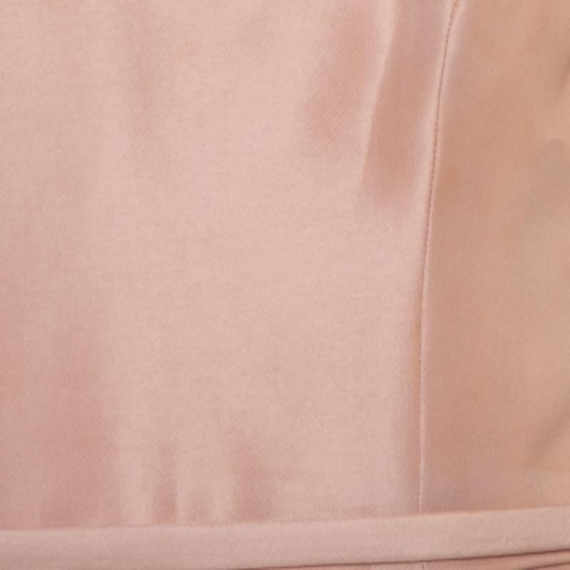 Reem Acra Pink Silk Ruffled Asymmetric Hem Strapless Gown M For Sale 2